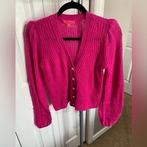 Lilly Pulitzer Pink Sweater with Rhinestone Buttons